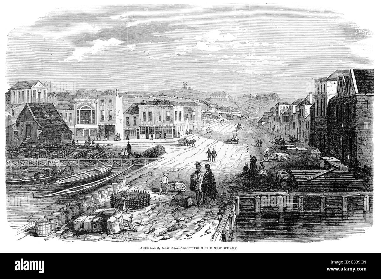 Auckland New Zealand Nordinsel 1853 vom Hafen Stockfoto