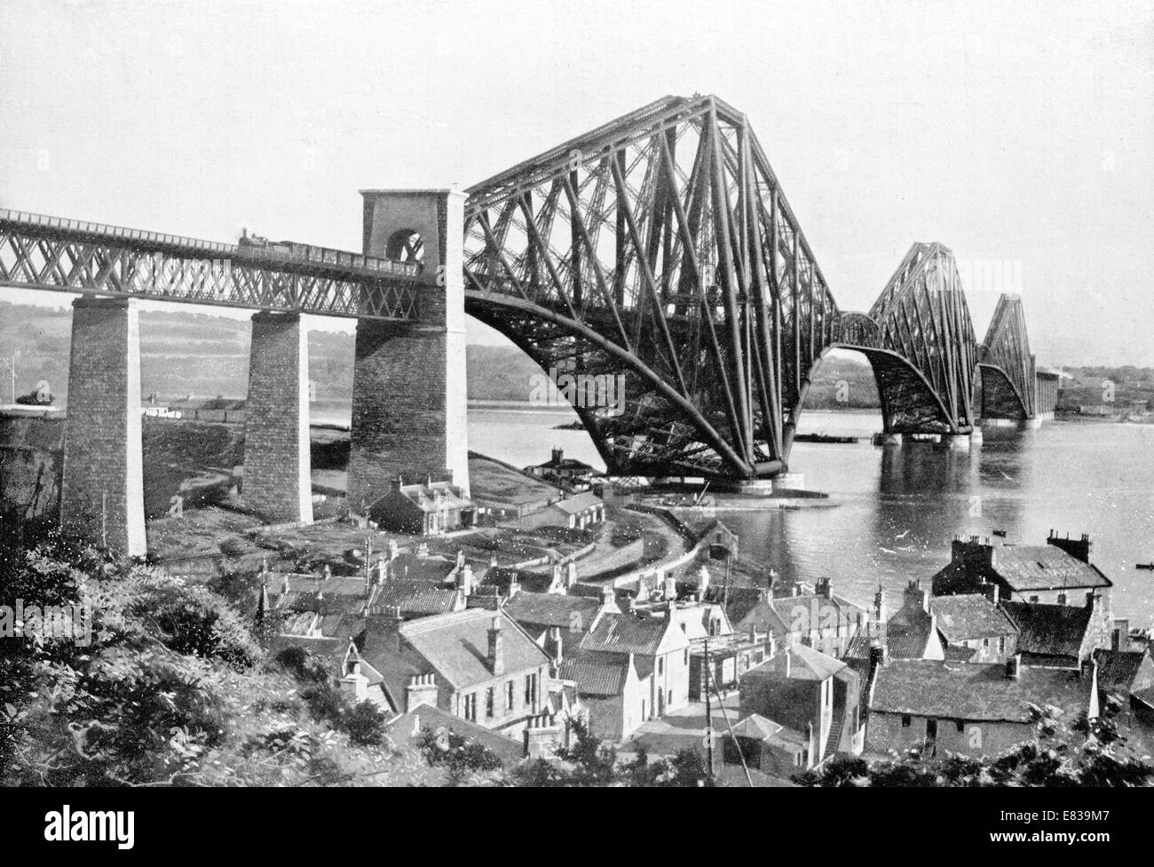 um 1910 die größte Brücke in der Welt Firth of Forth Bridge Scotland Stockfoto