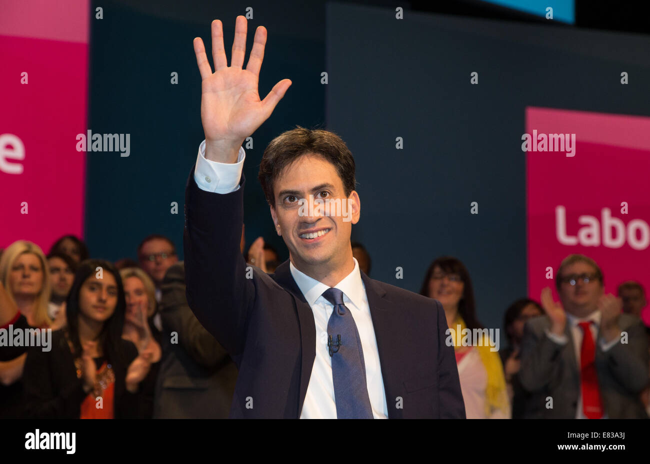 Ed Miliband, Führer der Arbeitspartei, befasst sich der Labour-Partei-Konferenz Stockfoto