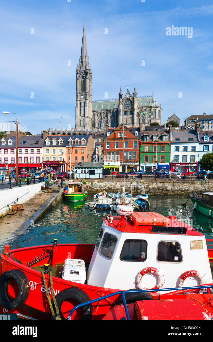 Den Hafen und die Kathedrale St Colman, Cobh, County Cork, Irland Stockfoto