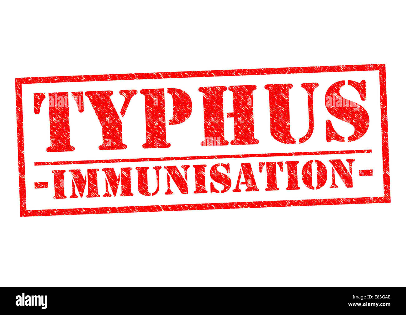 TYPHUS-Impfung roten Stempel auf einem weißen Hintergrund. Stockfoto