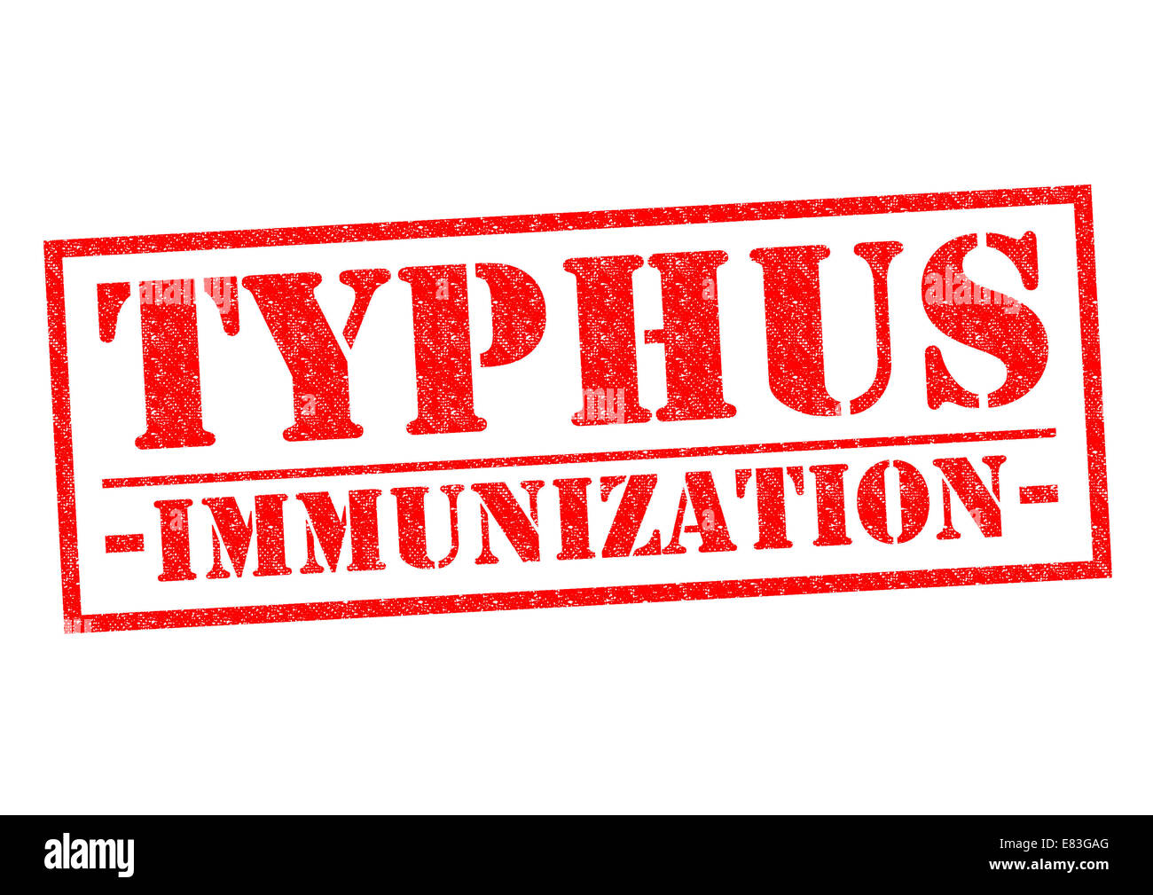 TYPHUS-Impfung roten Stempel auf einem weißen Hintergrund. Stockfoto