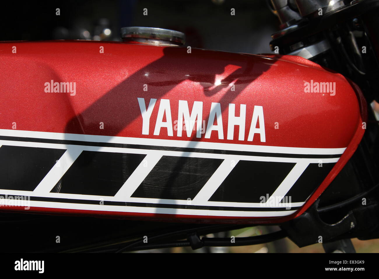 Yamaha Motorrad Benzintank Stockfoto