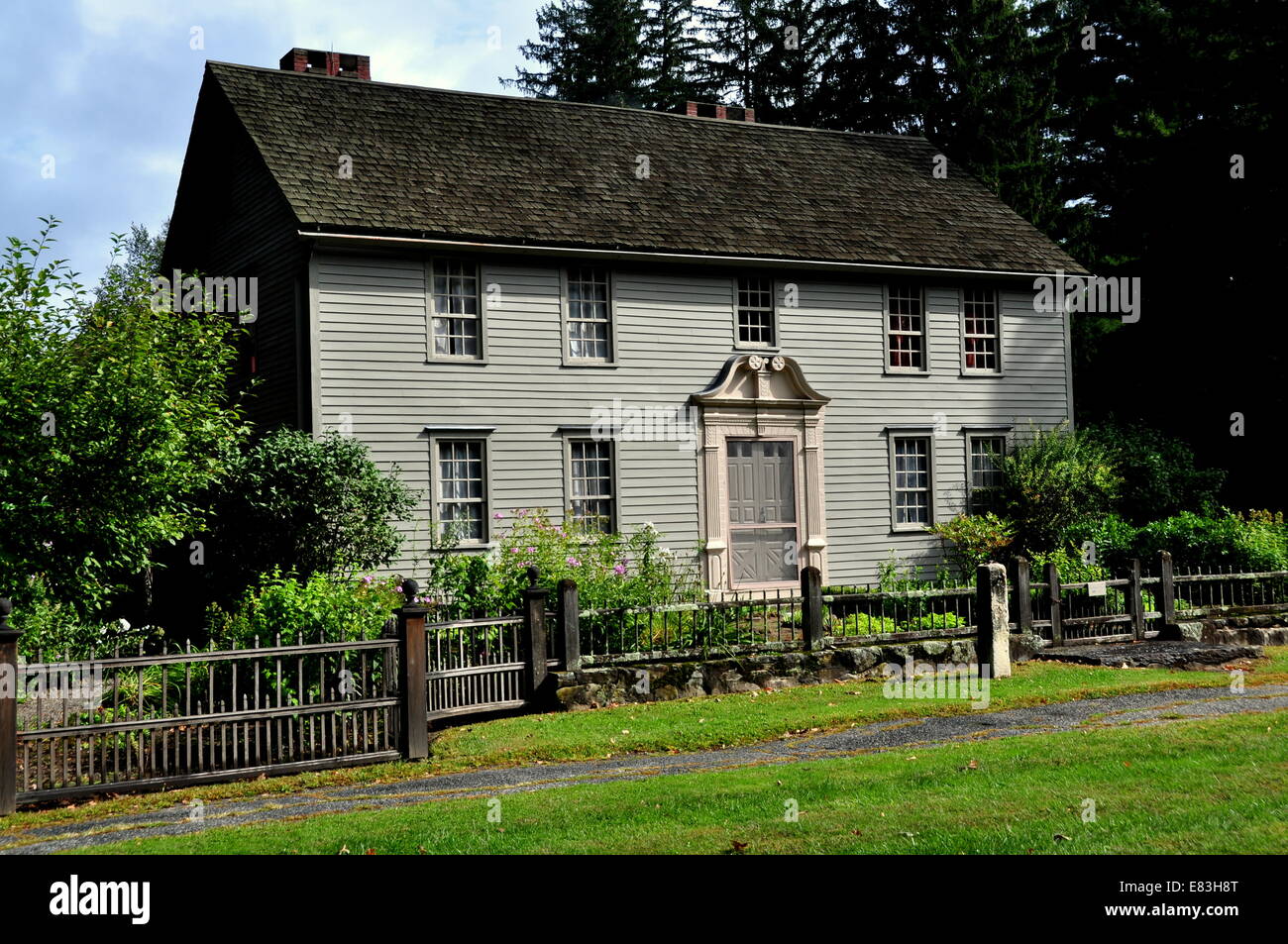 Stockbridge, Massachusetts: 1742 gebaut Missionshaus von Reverend John Sergeant Stockfoto