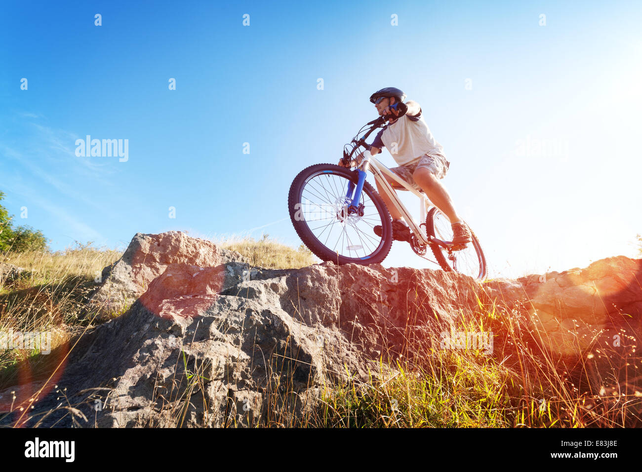 Mountainbiker in Aktion Stockfoto