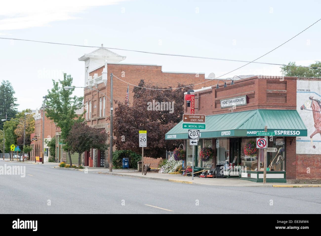 Historische Gebäude in Union, Oregon. Stockfoto