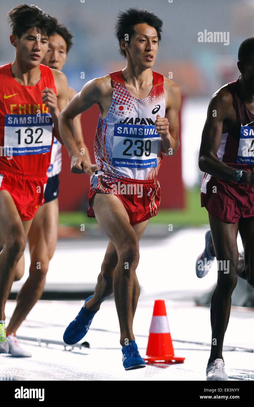Incheon, Südkorea. 29. Sep, 2014. Jun Shinoto (JPN) Leichtathletik: Herren 3000mSC Finale in Incheon Asiad Hauptstadion während der 2014 Incheon asiatische Spiele in Incheon, Südkorea. © AFLO SPORT/Alamy Live-Nachrichten Stockfoto