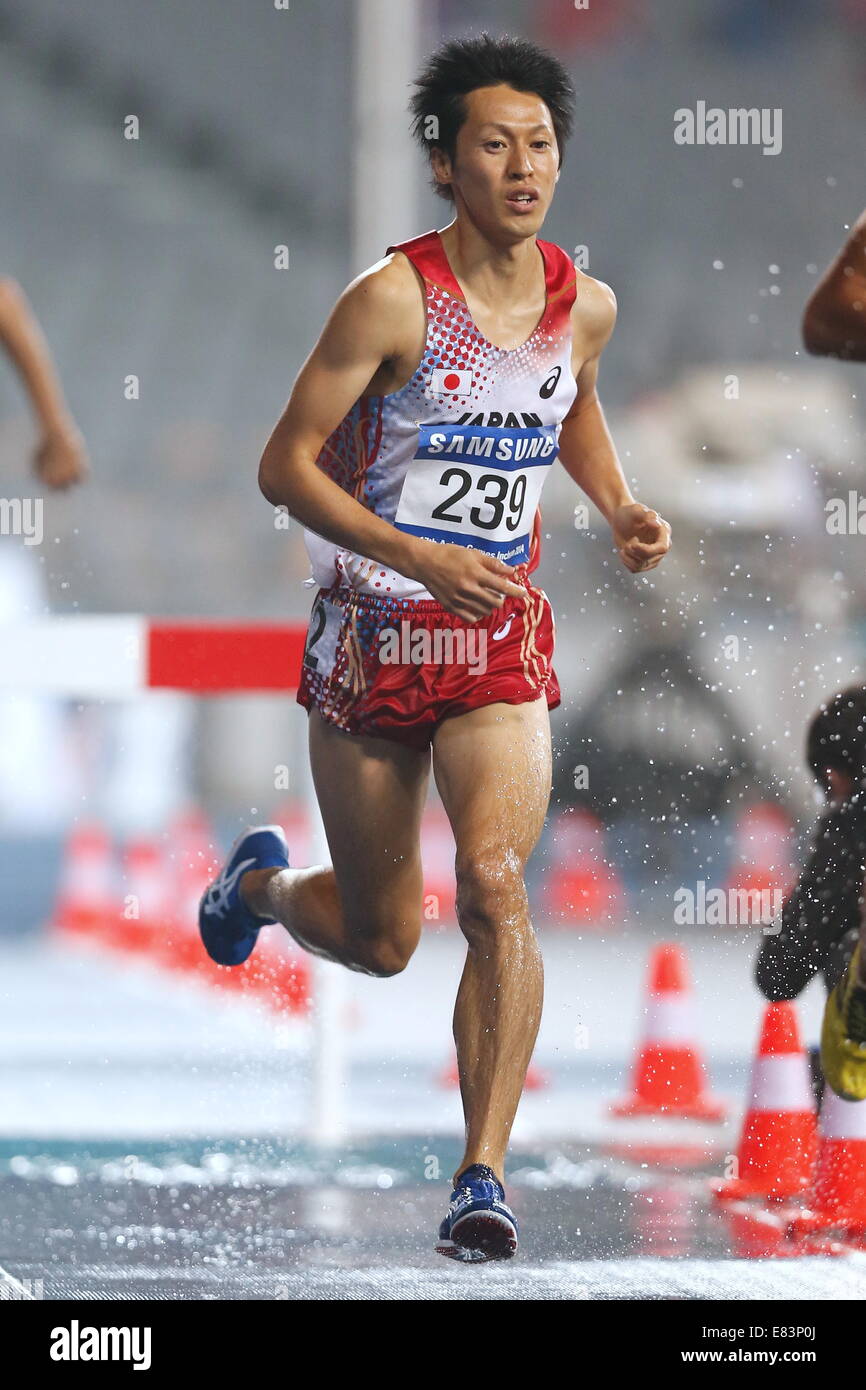Incheon, Südkorea. 29. Sep, 2014. Jun Shinoto (JPN) Leichtathletik: Herren 3000mSC Finale in Incheon Asiad Hauptstadion während der 2014 Incheon asiatische Spiele in Incheon, Südkorea. © AFLO SPORT/Alamy Live-Nachrichten Stockfoto