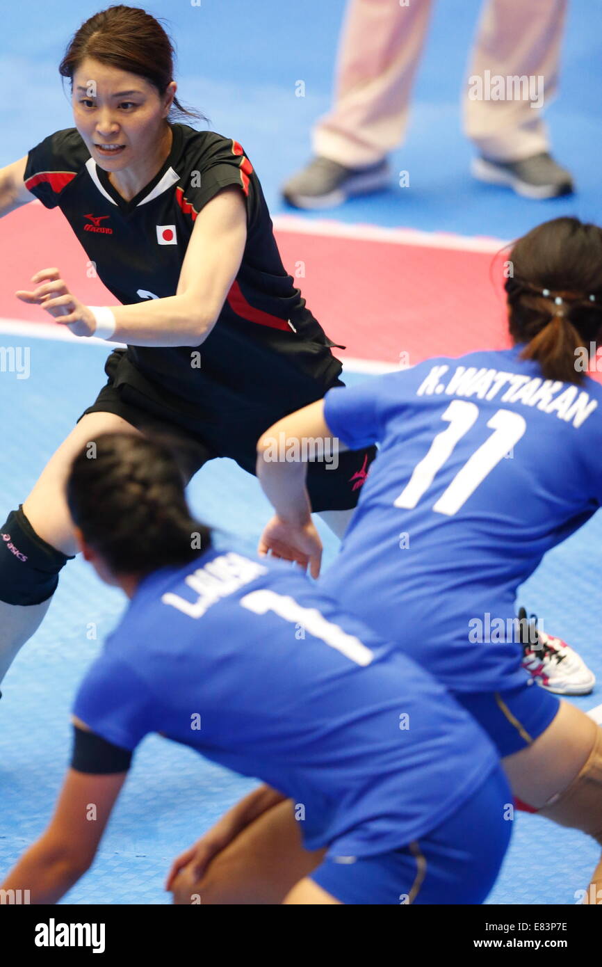 Incheon, Südkorea. 29. Sep, 2014. Yumi Kaneko (JPN) Kabaddi: Frauen Mannschaft Vorrunde Gruppe B Match-3 zwischen 18-20 Japan Thailand am Songdo Global University Gymnasium während der 2014 Incheon asiatische Spiele in Incheon, Südkorea. © AFLO SPORT/Alamy Live-Nachrichten Stockfoto