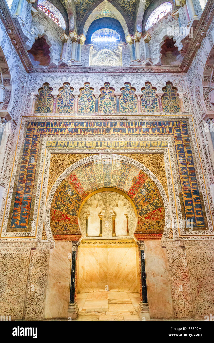 Der Mihrab in der Moschee-Kathedrale von Córdoba, Andalusien, Spanien Stockfoto