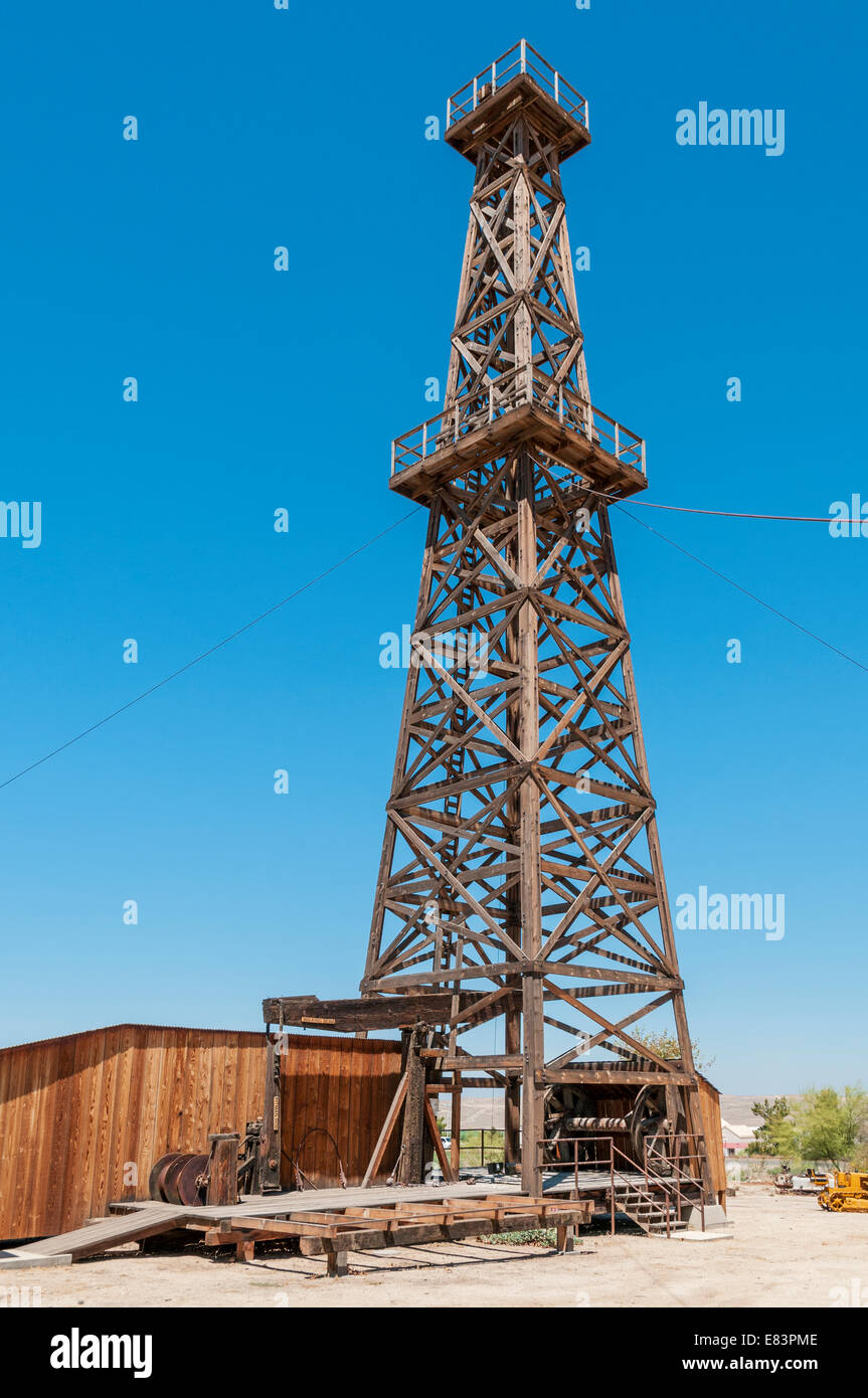 Kern County, Kalifornien Taft, West-Kern-Öl-Museum, am ursprünglichen Standort, Jameson #17 Öl gut gebohrt 1917, 2452 ft tief. Stockfoto