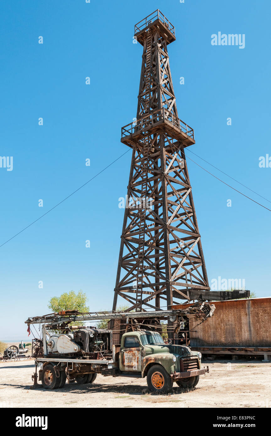 Kern County, Kalifornien Taft, West-Kern-Öl-Museum, am ursprünglichen Standort, Jameson #17 Öl gut gebohrt 1917, 2452 ft tief. Stockfoto