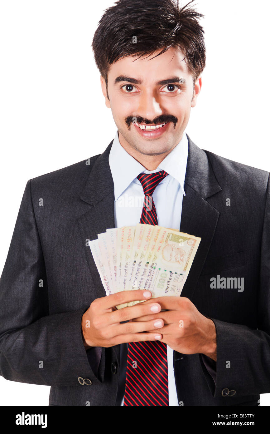 indische Business Mann spart Geld Stockfoto