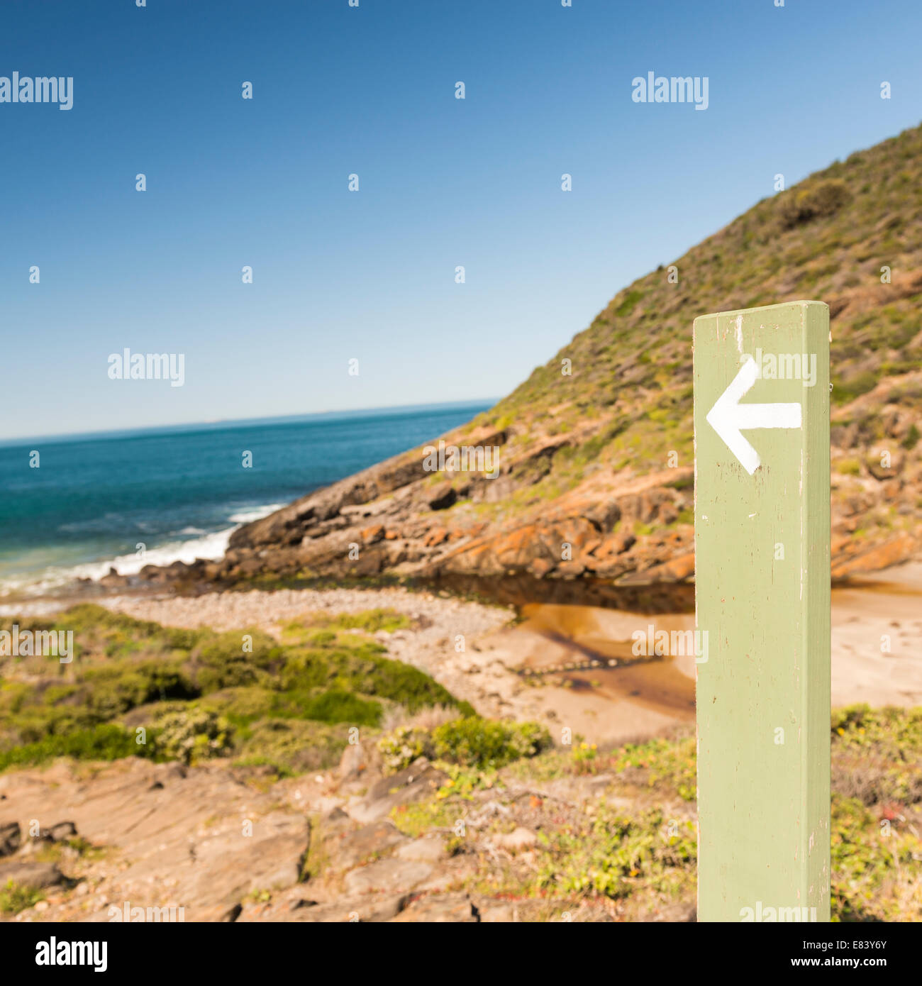 Wegweiser in Richtung der Küste von Australien Stockfoto