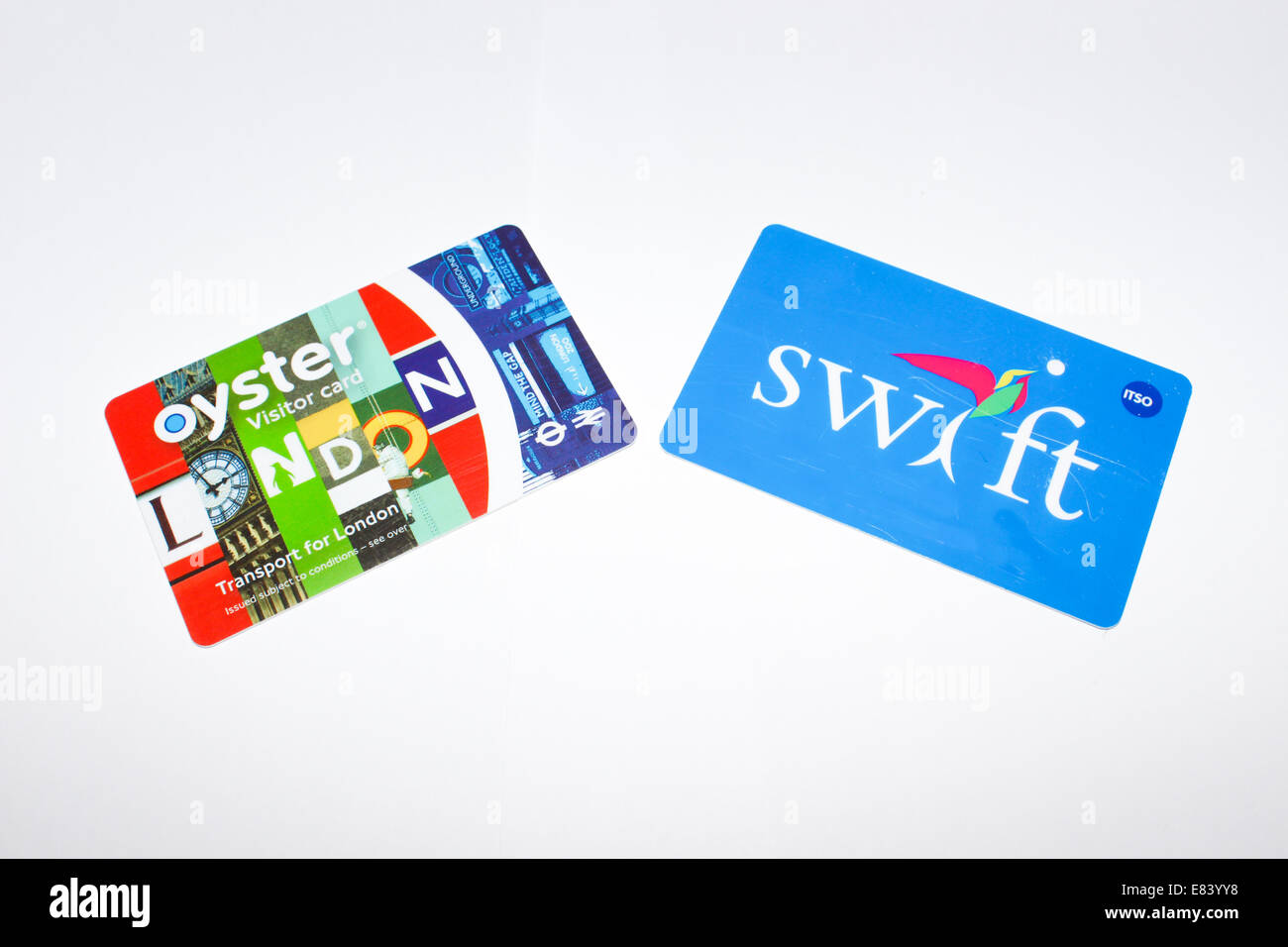 SWIFT und Oyster Card zusammen Stockfoto