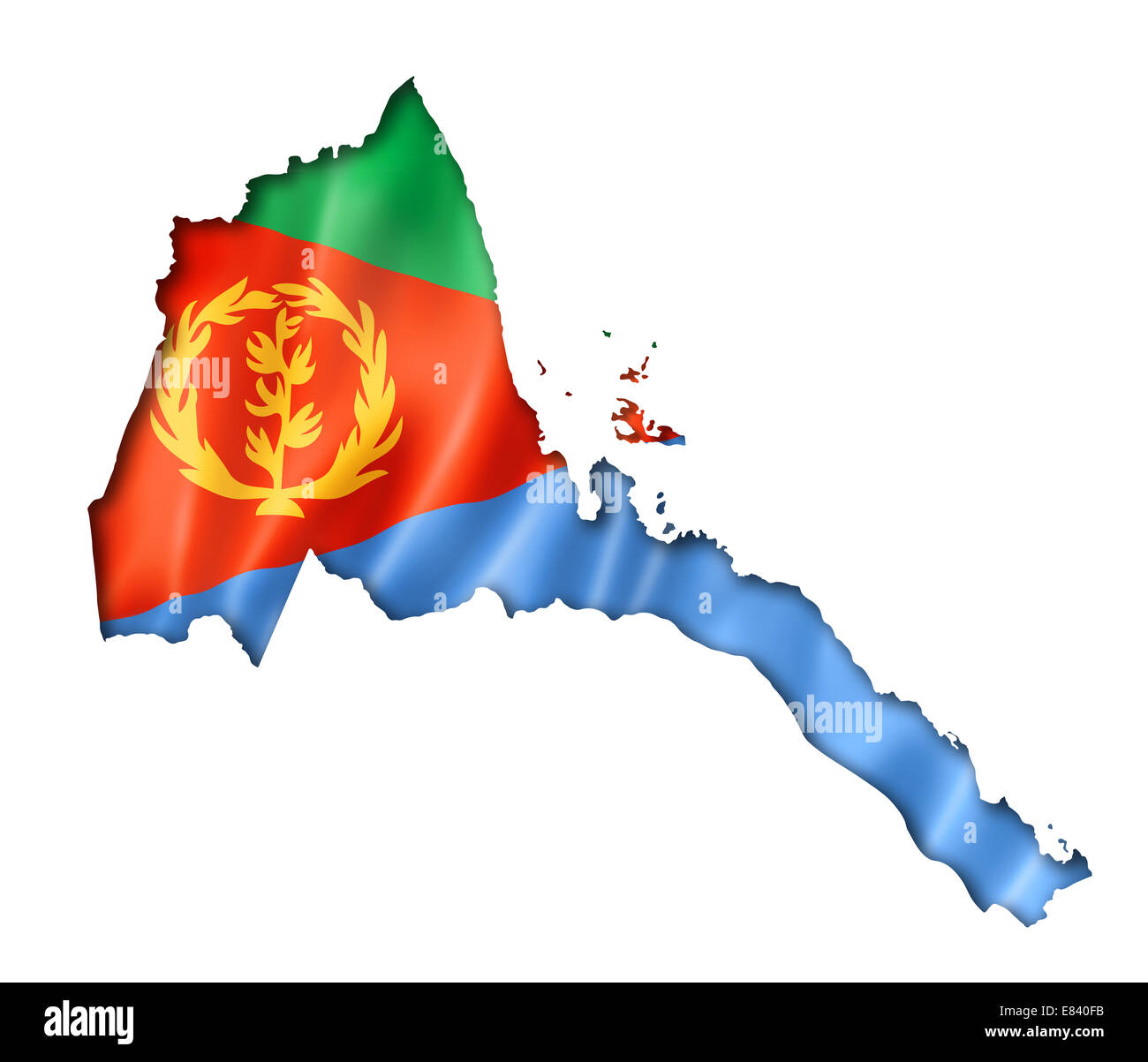 Eritrea Flagge abzubilden, drei dimensionalen Render, isoliert auf weiss Stockfoto