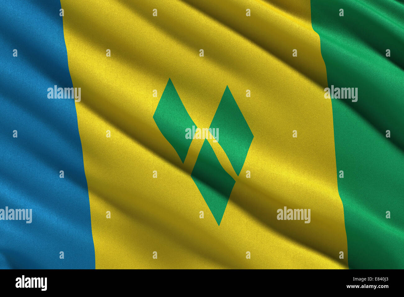Flagge von St. Vincent und die Grenadinen Stockfoto