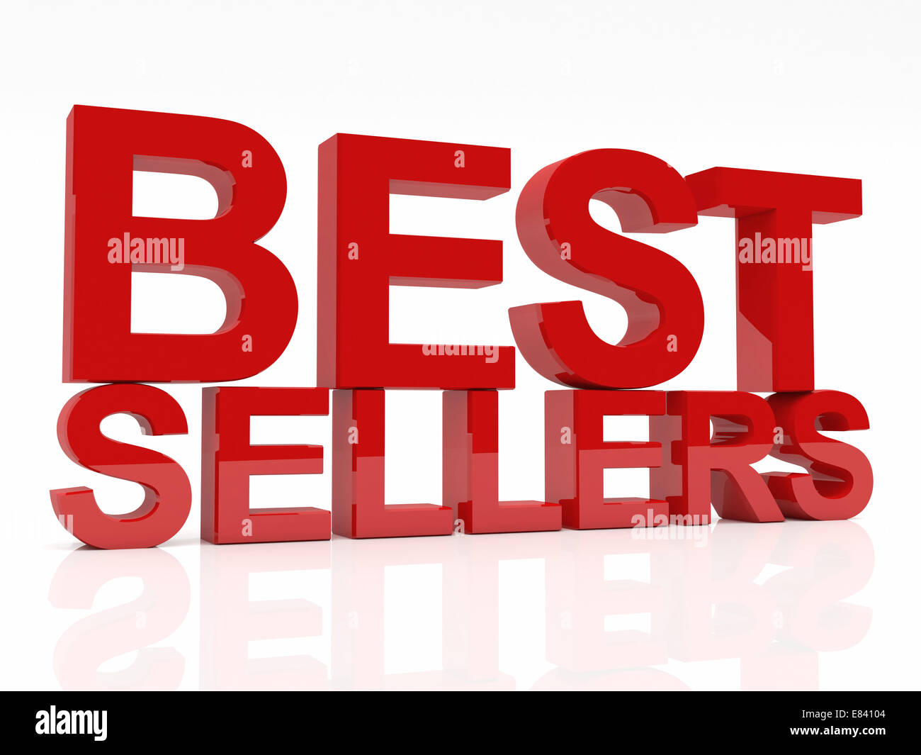 3D Bild der beste Verkäufer Text auf weißem Hintergrund Stockfoto