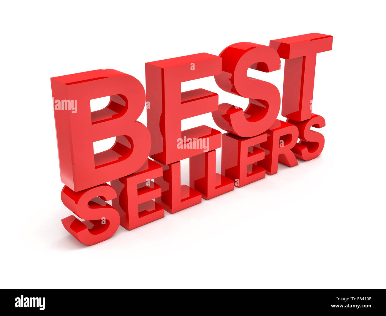 3D Bild der beste Verkäufer Text auf weißem Hintergrund Stockfoto
