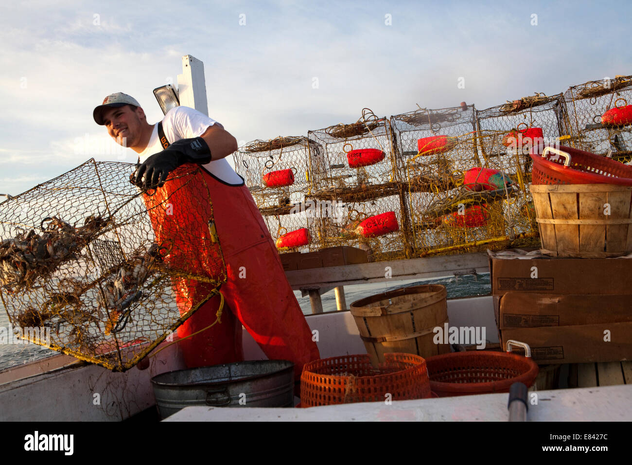 Krabben-Fischer, Tangier Insel, Ostufer, Maryland, USA. Stockfoto