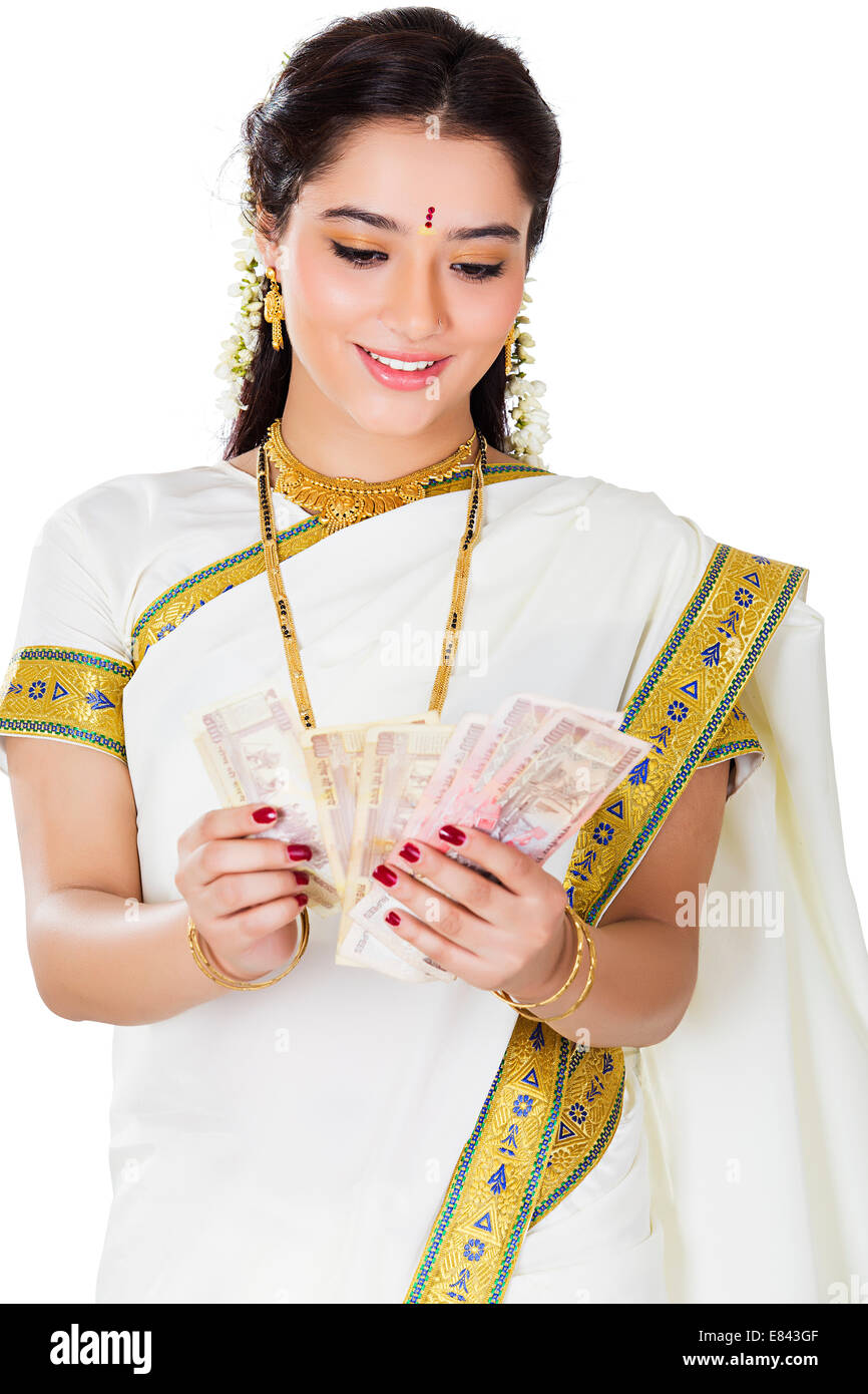 Südindische Damen Gewinn Geld Stockfoto