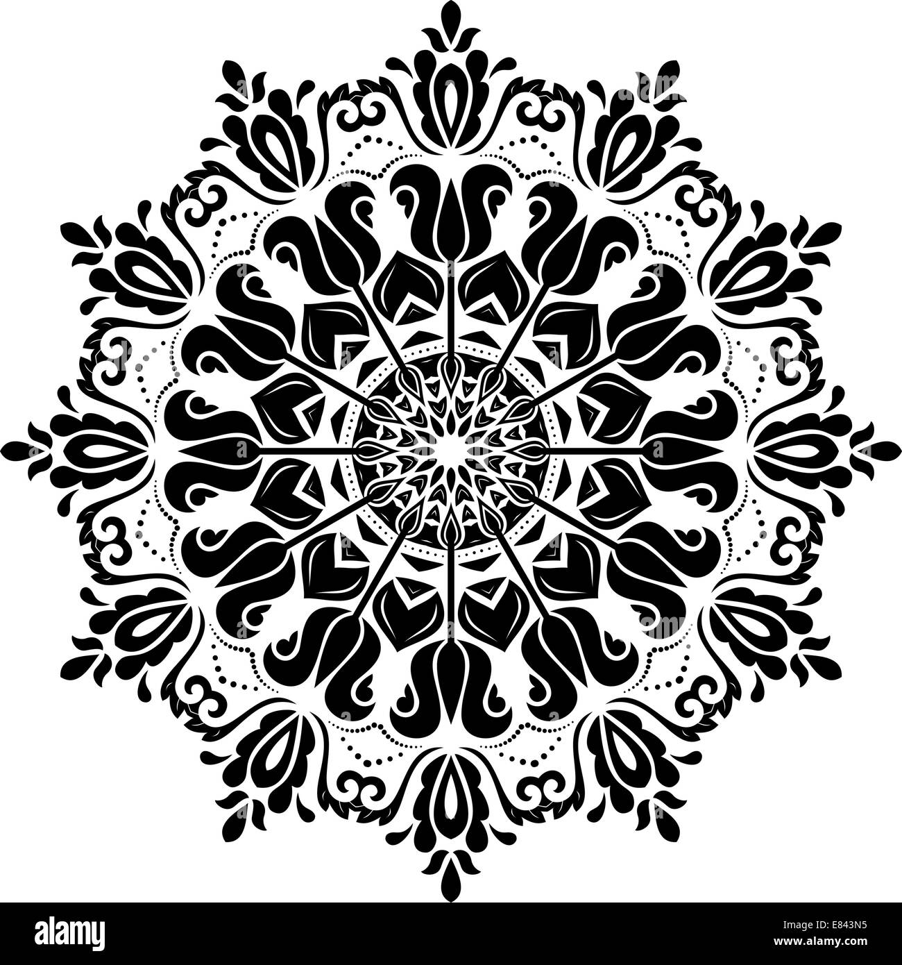 Orientalische Vektormuster mit Damast, Arabesken und floralen Elementen. Zusammenfassung Hintergrund Stock Vektor