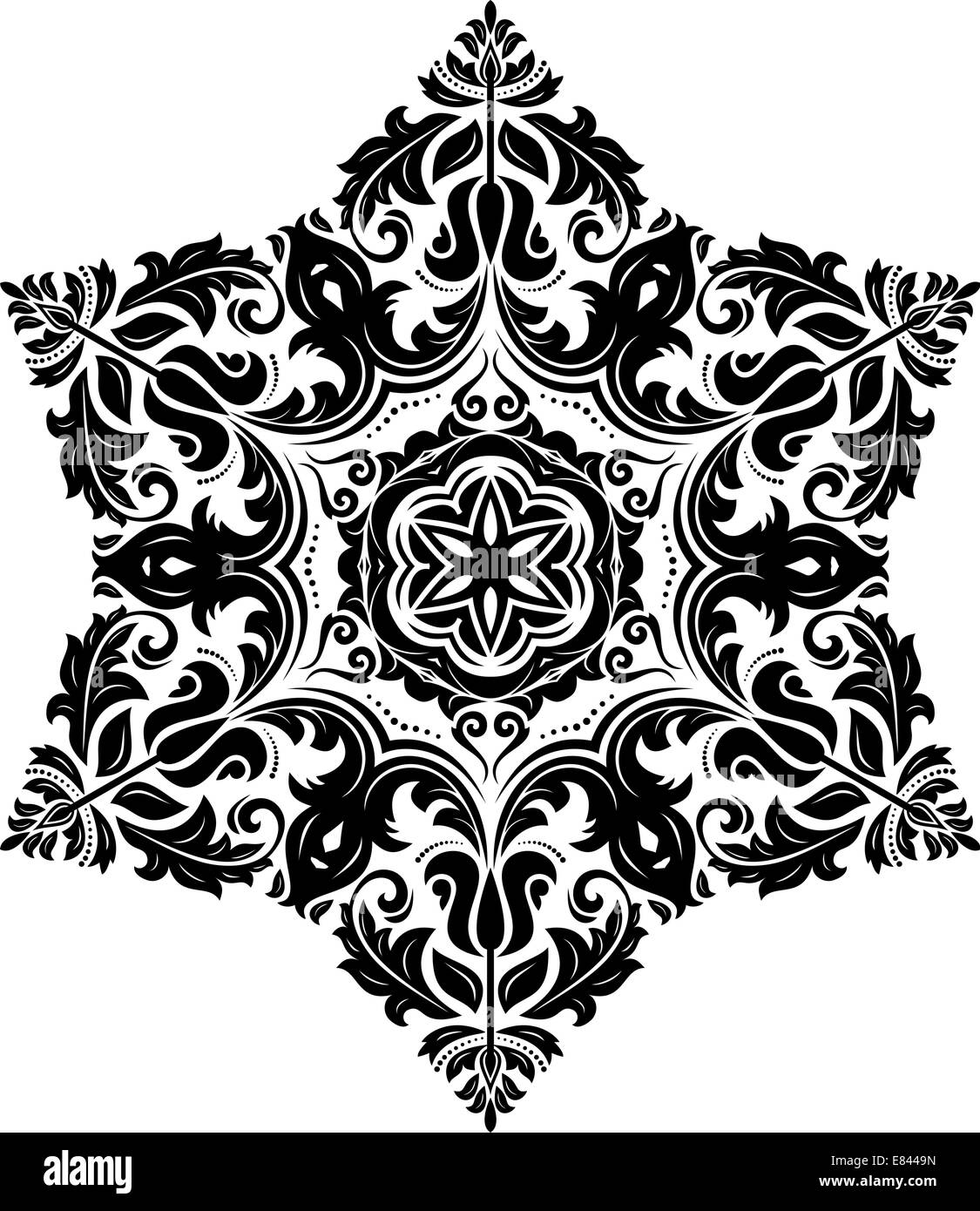 Orientalische Vektormuster mit Damast, Arabesken und floralen Elementen. Zusammenfassung Hintergrund Stock Vektor