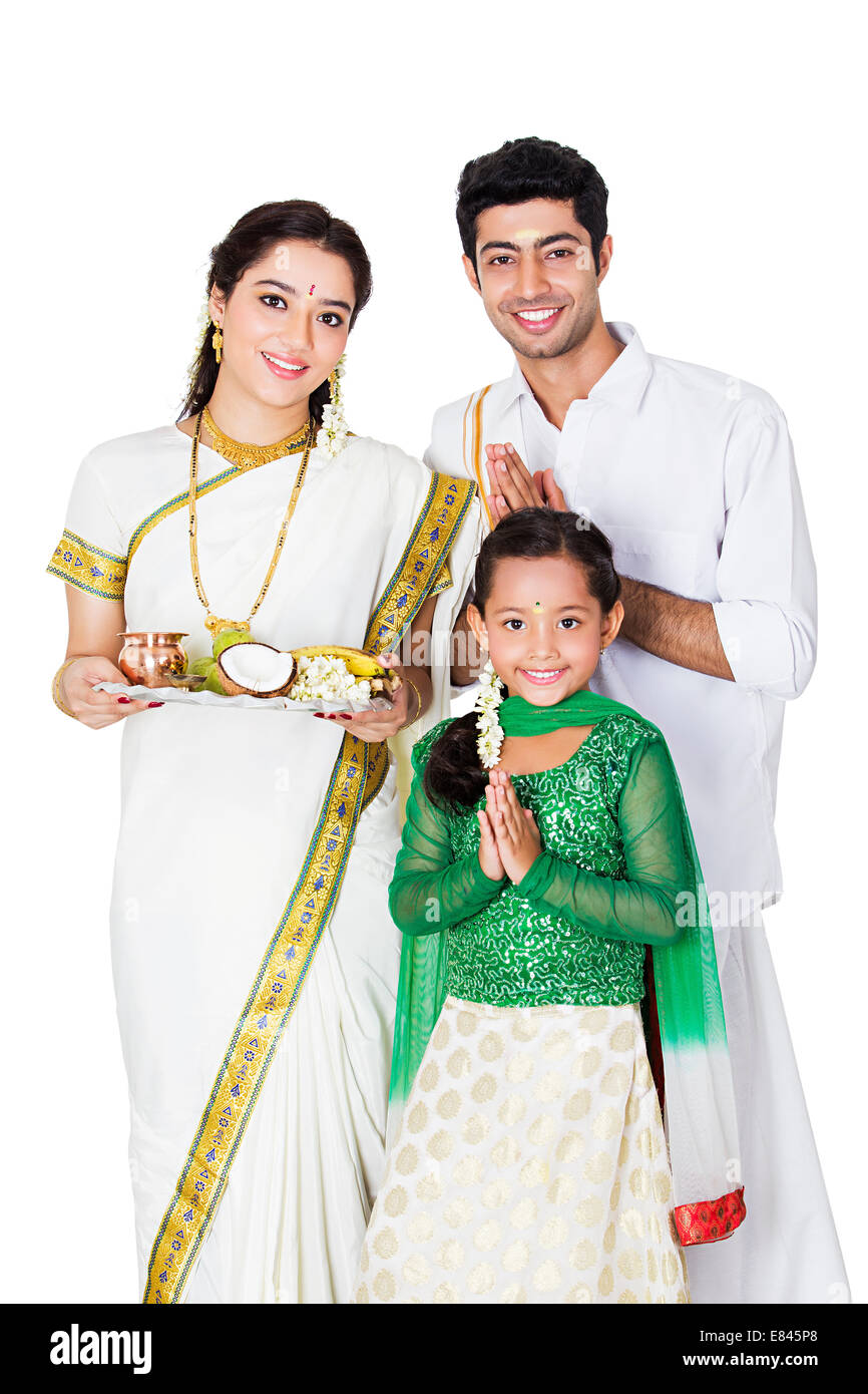 Südindische Familie willkommen Stockfoto