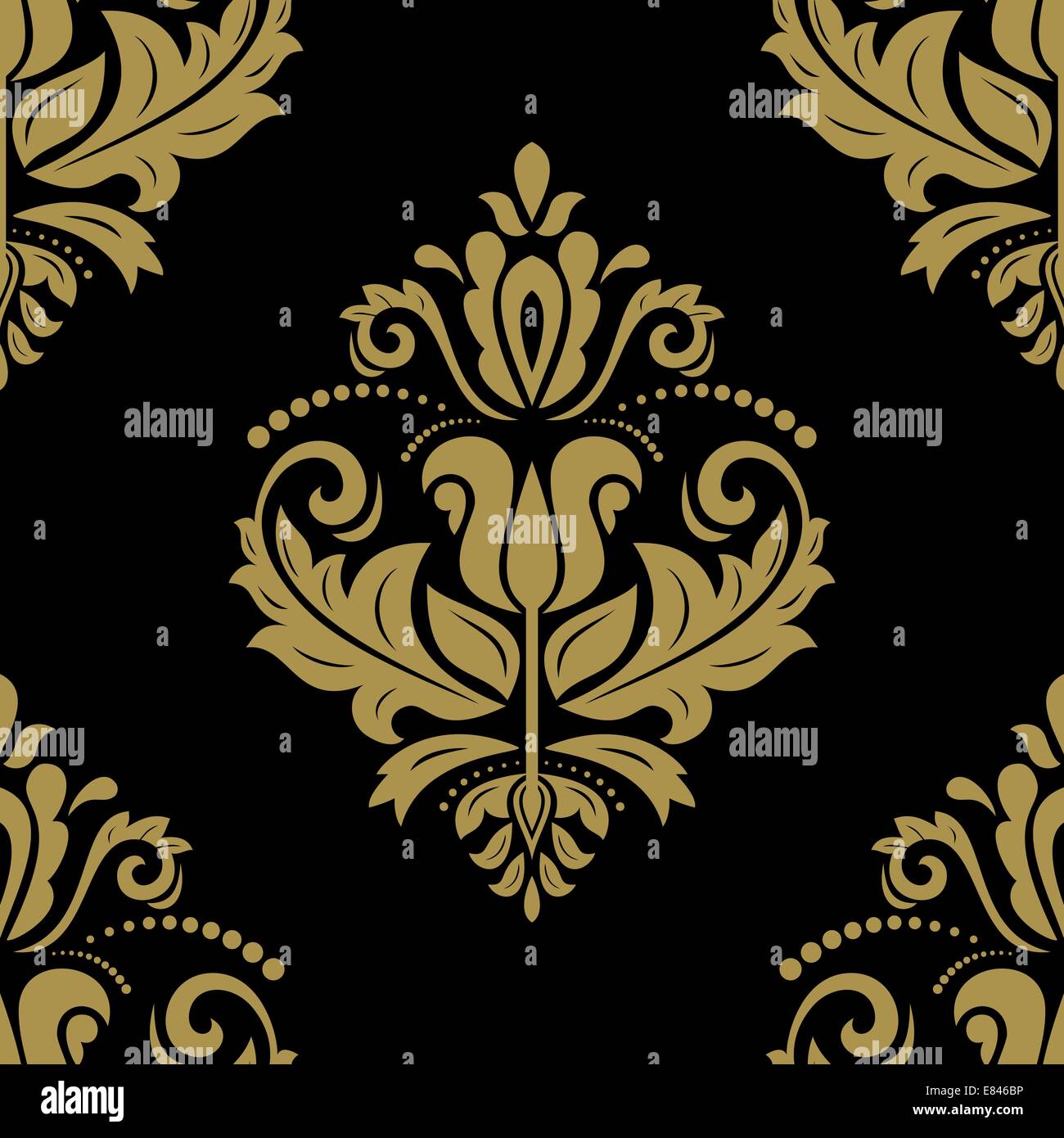 Florale Vektor orientalische Muster mit Damast, Arabesken und floralen Elementen. Nahtlose abstrakte Wallpaper und Hintergrund Stock Vektor