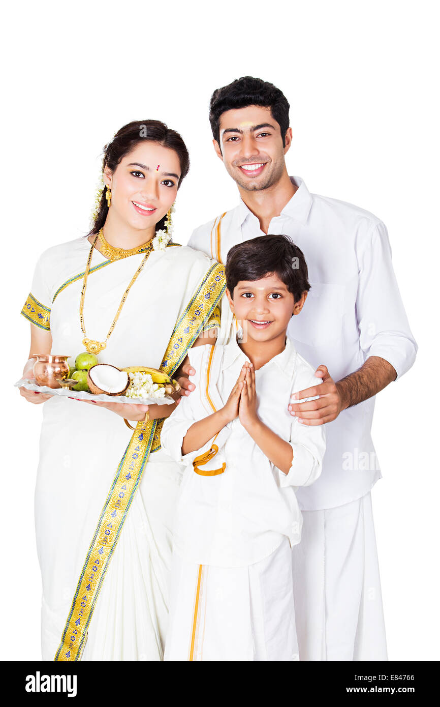 Südindische Familie willkommen Stockfoto