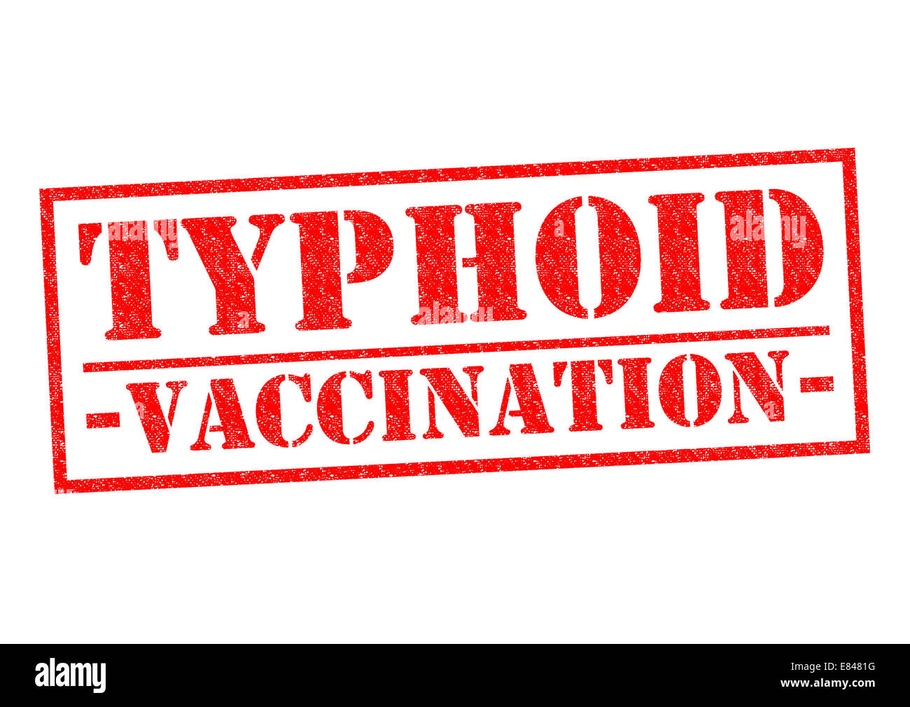 TYPHUS-Impfung roten Stempel auf einem weißen Hintergrund. Stockfoto