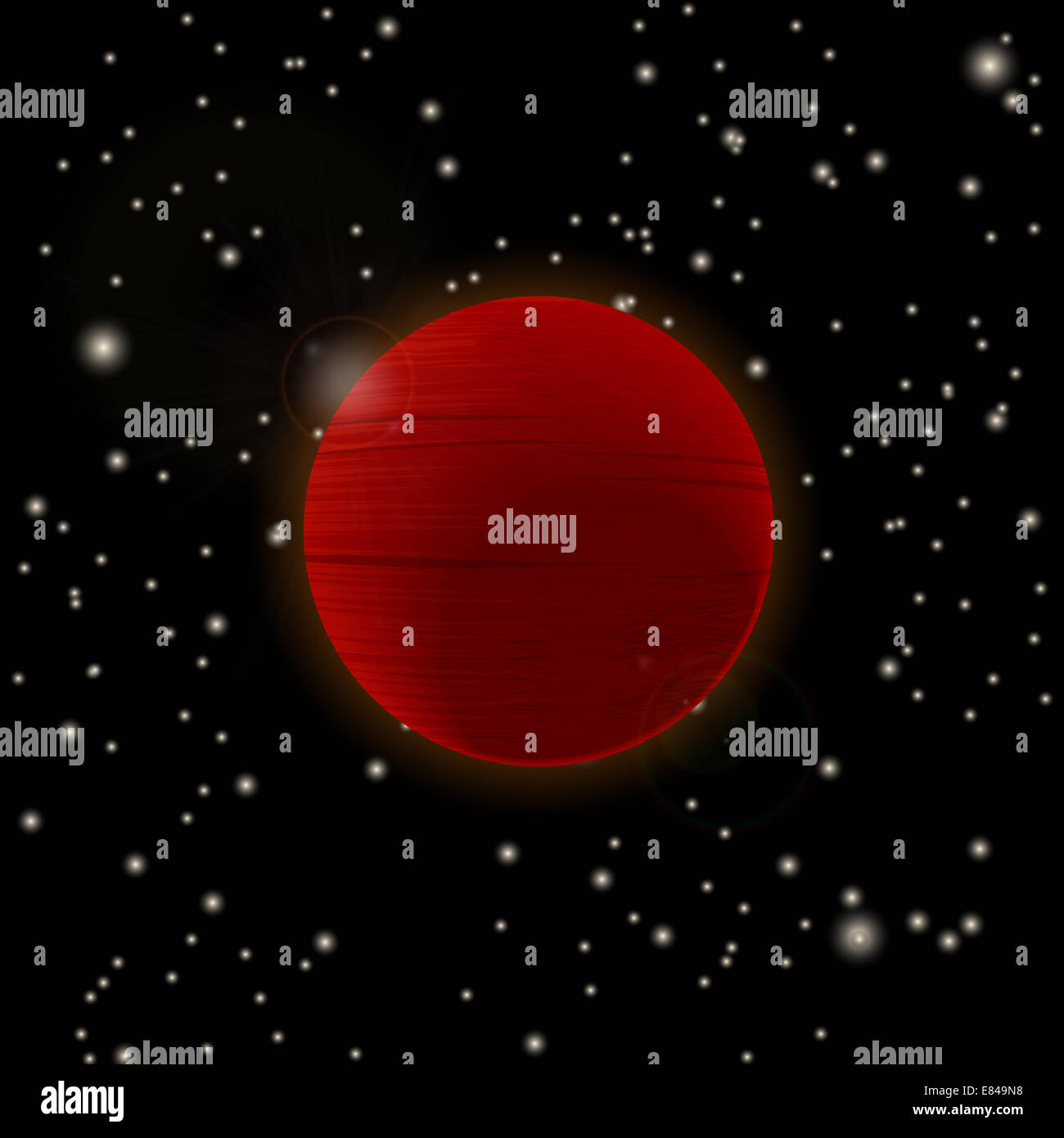Roten Planeten im offenen Raum Stockfoto