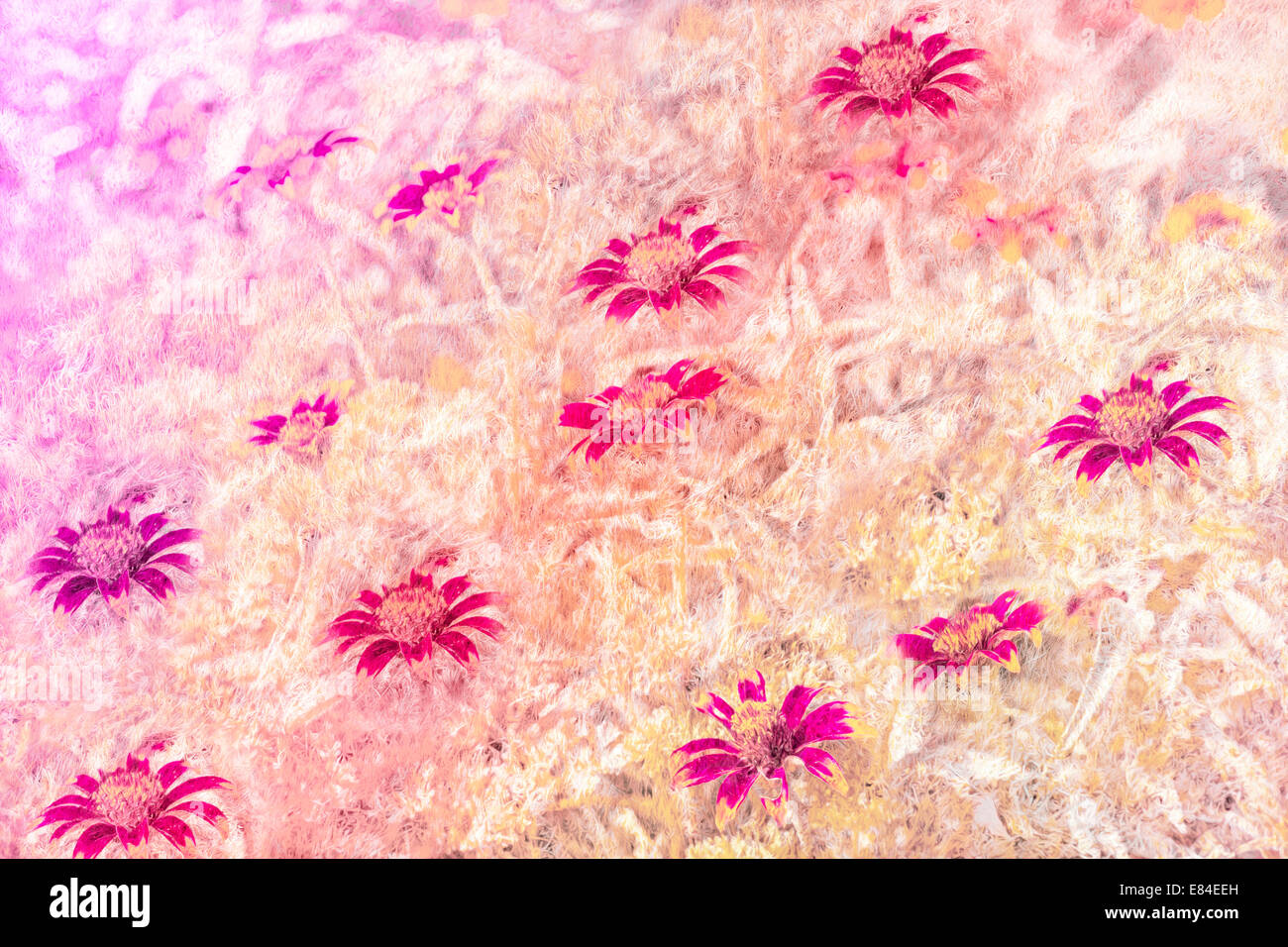 Abstrakte Blumen stilisiert Hintergrund mit Grass Textur. Stockfoto
