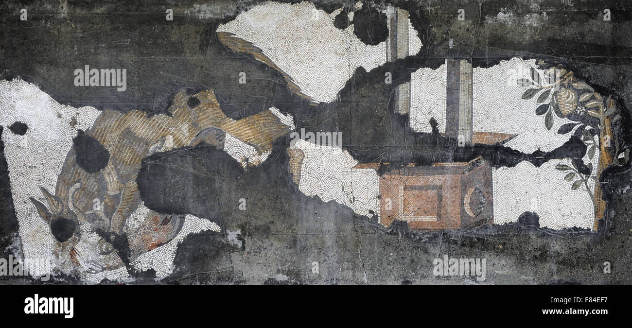 Großer Palast Mosaik-Museum. 4.-6. Jahrhunderte. Angriff auf eine Schafherde einen Wolf. Istanbul. Turkei. Stockfoto