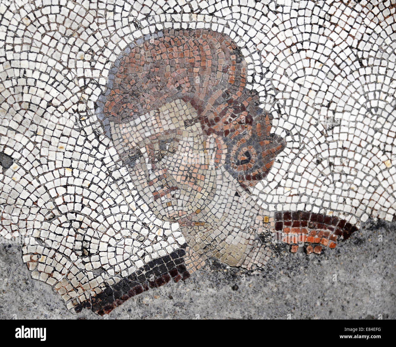 Großer Palast Mosaik-Museum. 4.-6. Jahrhunderte. Frauenkopf. Istanbul. Turkei. Stockfoto