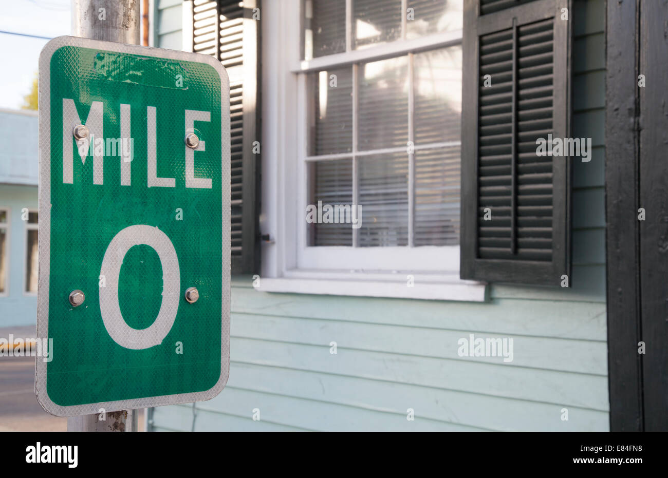 Mile Marker 0, Null, unterzeichnen in Key West, der Florida Keys auf Ende der US1 Stockfoto