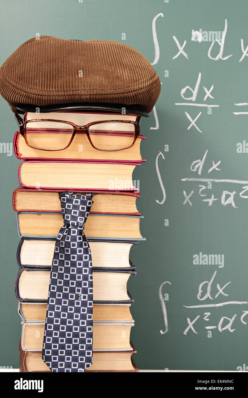 Ungewöhnliche Parodie Witz. Lehrer vor der Tafel mit integrale Stockfoto
