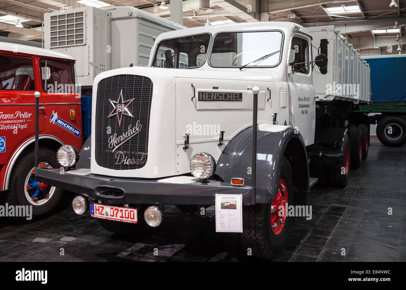 Historischen Henschel LKW HS 140 AS von 1955 an der 65. IAA Nutzfahrzeuge Messe 2014 in Hannover, Deutschland Stockfoto