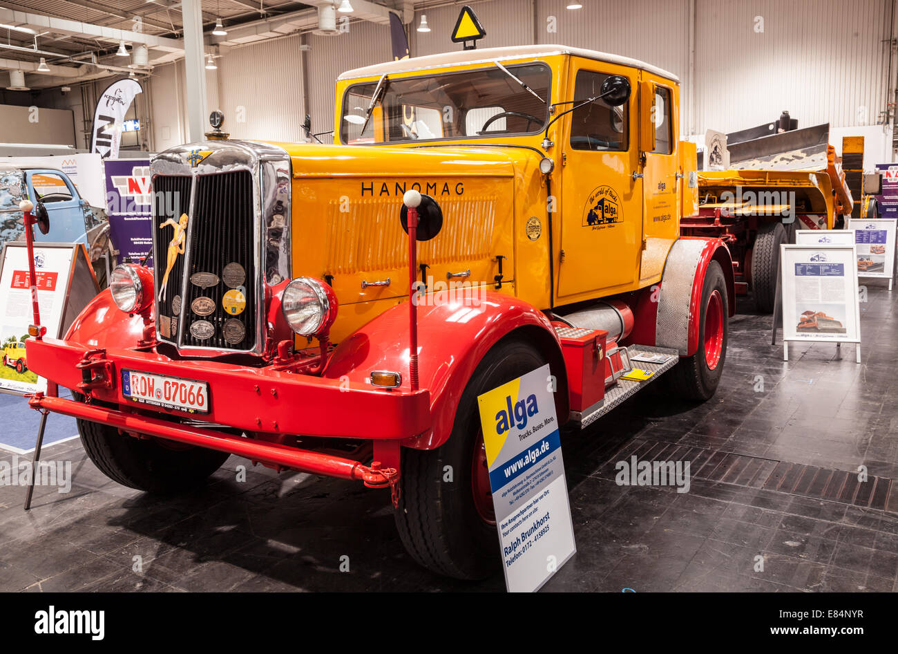 Historische HANOMAG HENSCHEL-LKW auf der 65. IAA Nutzfahrzeuge Messe 2014 in Hannover, Deutschland Stockfoto