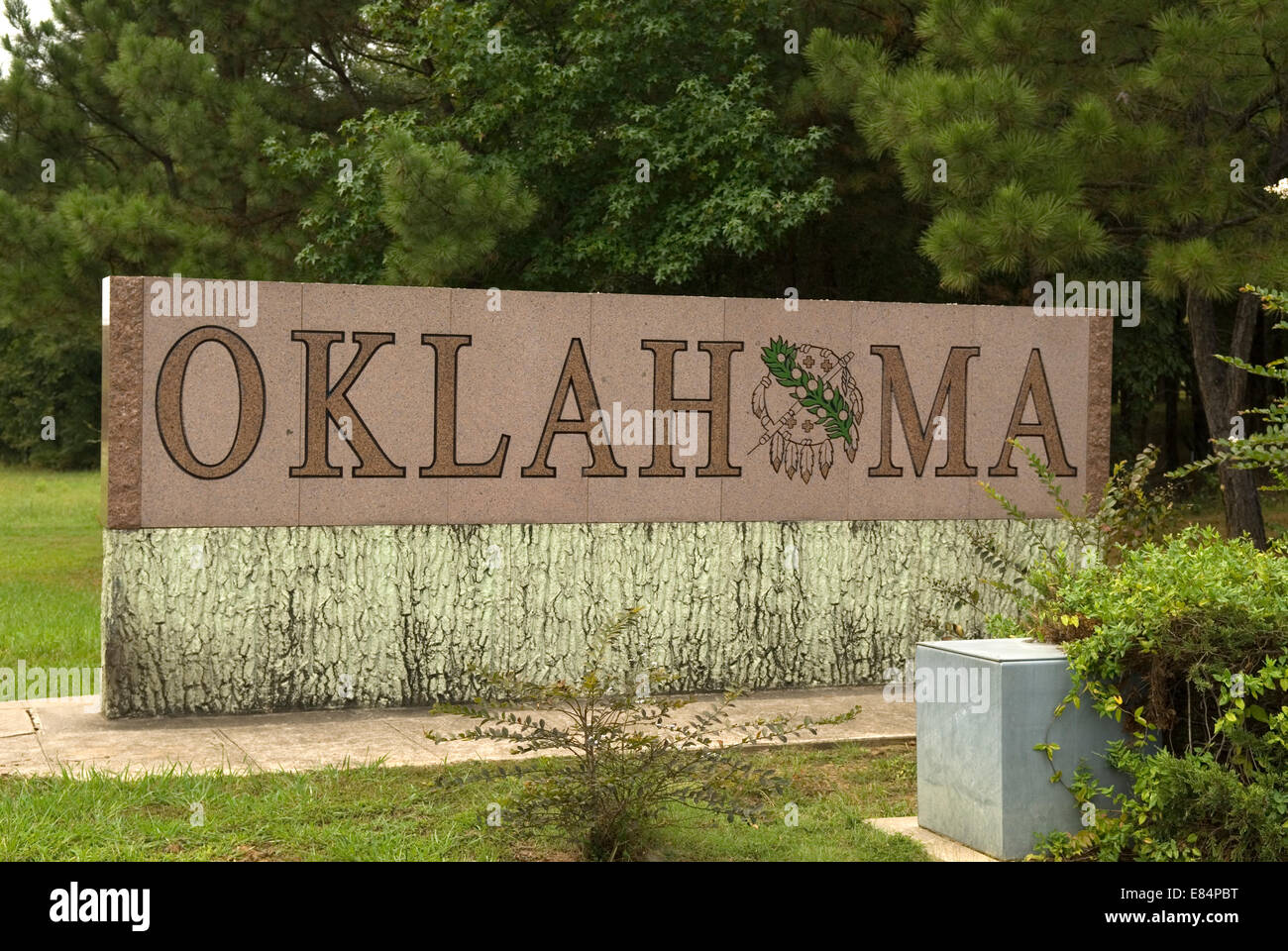 Willkommensschild Oklahoma USA Stockfoto