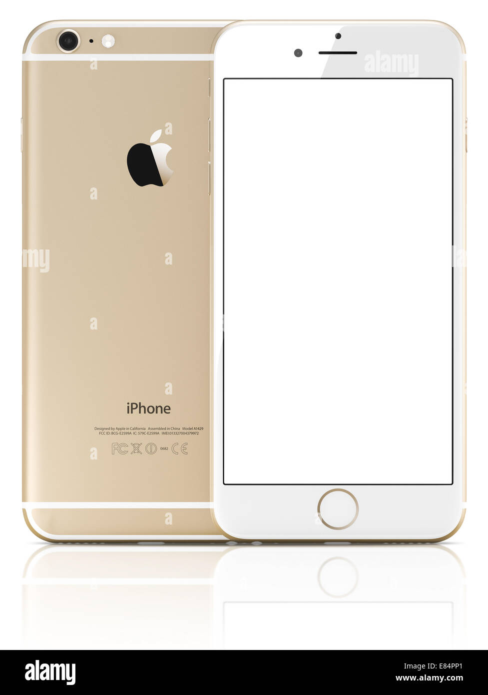 Gold Apple iPhone 6 Plus mit weißen leeren Bildschirm. Das neue iPhone mit höherer Auflösung 4,7 Stockfoto