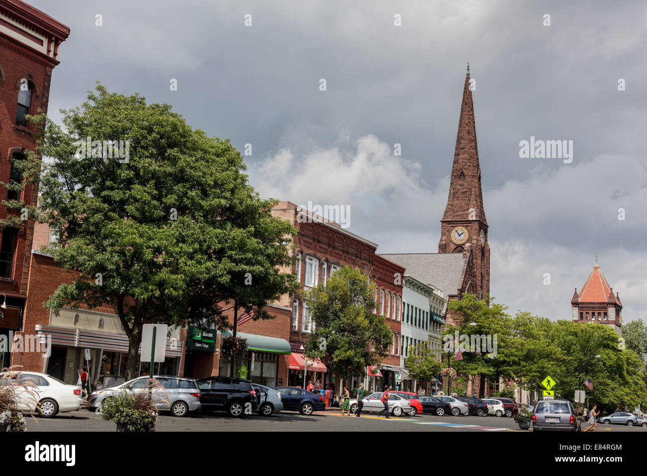 Main Street, shopping District of Northampton, Massachusetts Stockfoto