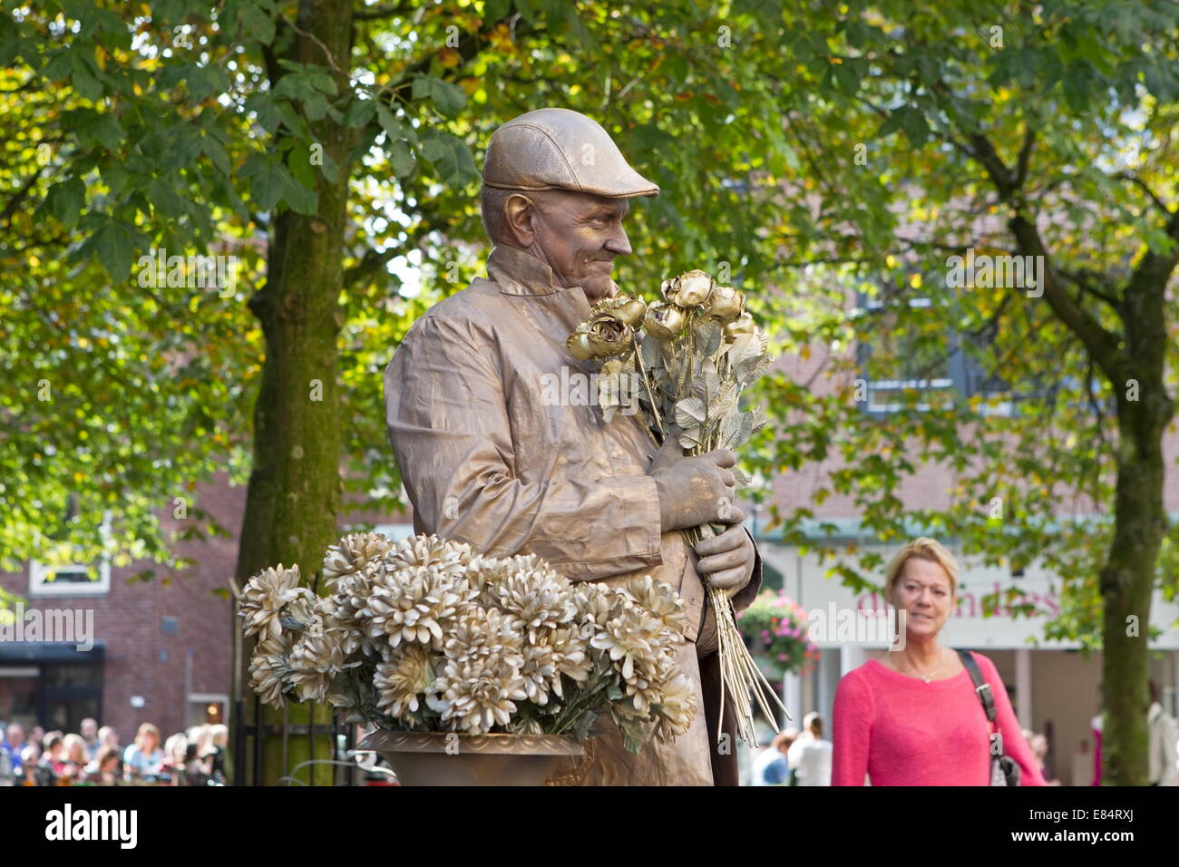 Arnhem, Niederlande - 28. September 2014: Porträt eines Floristen lebenden Statuen World Championships. Stockfoto