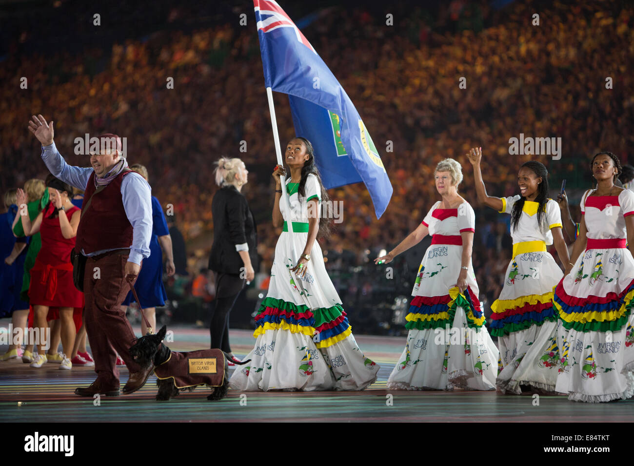 Eröffnungsfeier der Glasgow 2014 Commonwealth Games im Celtic Park in Glasgow, Schottland, Vereinigtes Königreich. Stockfoto