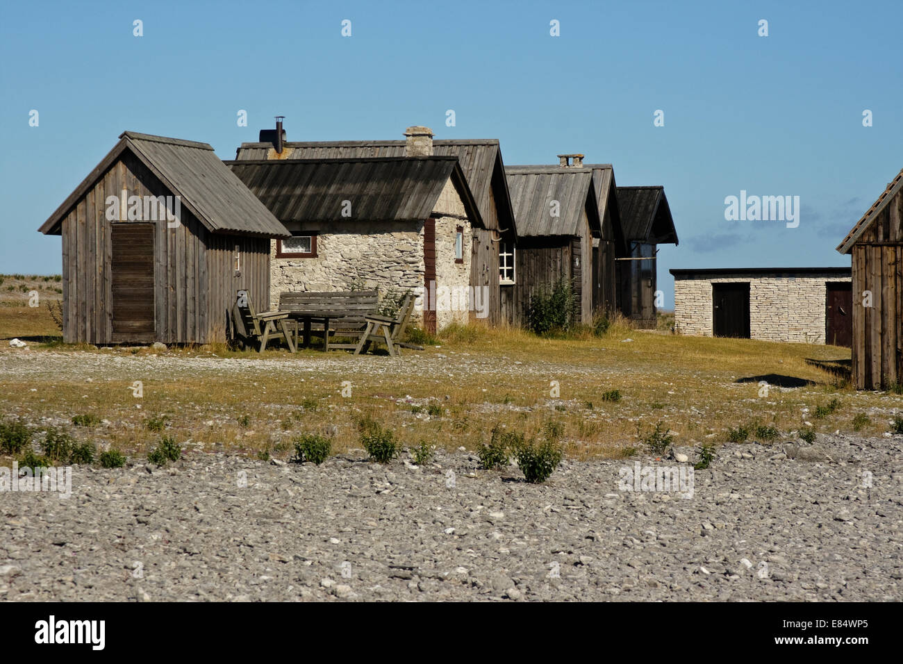 Das Fischerdorf Helgumannen in der Nähe von Langhammars auf Fårö, Gotland, Schweden, Skandinavien Stockfoto