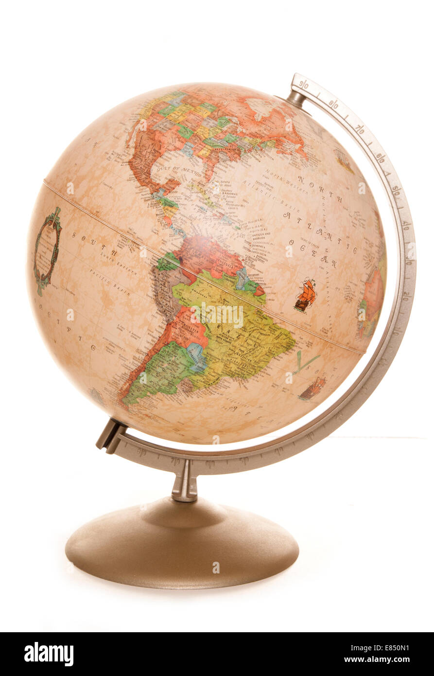 Vintage Welt Globus Schreibtisch Lampe Ausschnitt Stockfotografie - Alamy