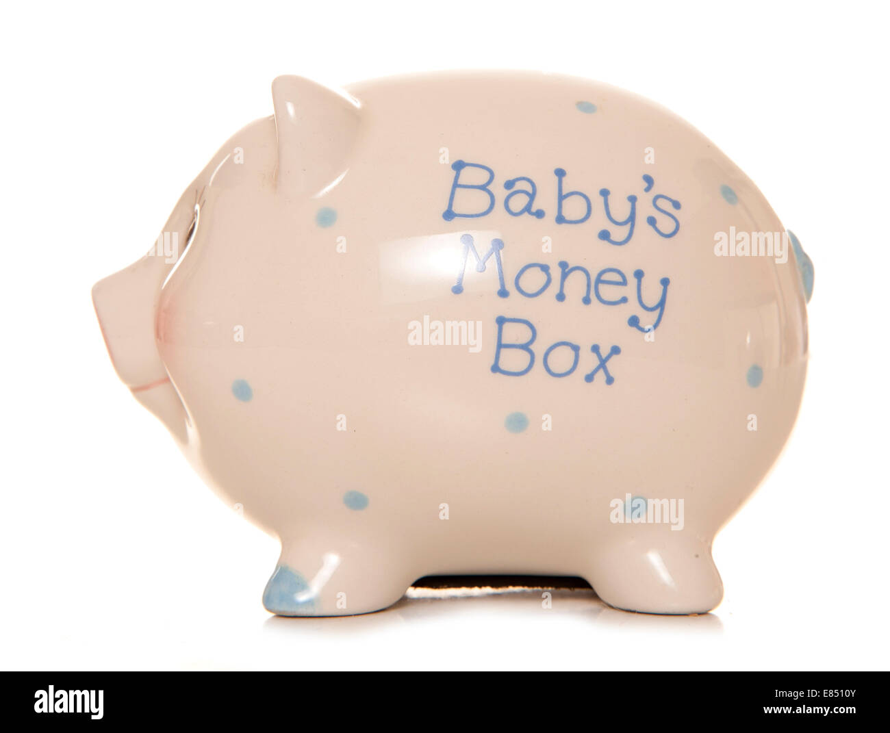 Babys erstes Geld box Sparschwein Ausschnitt Stockfoto