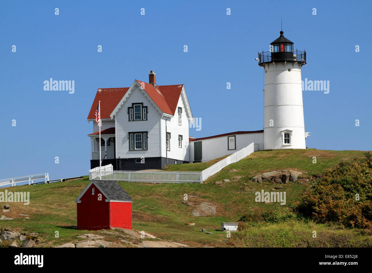 Cape Neddick Lighthouse auch genannt Nubble Light, York, Maine, USA Stockfoto
