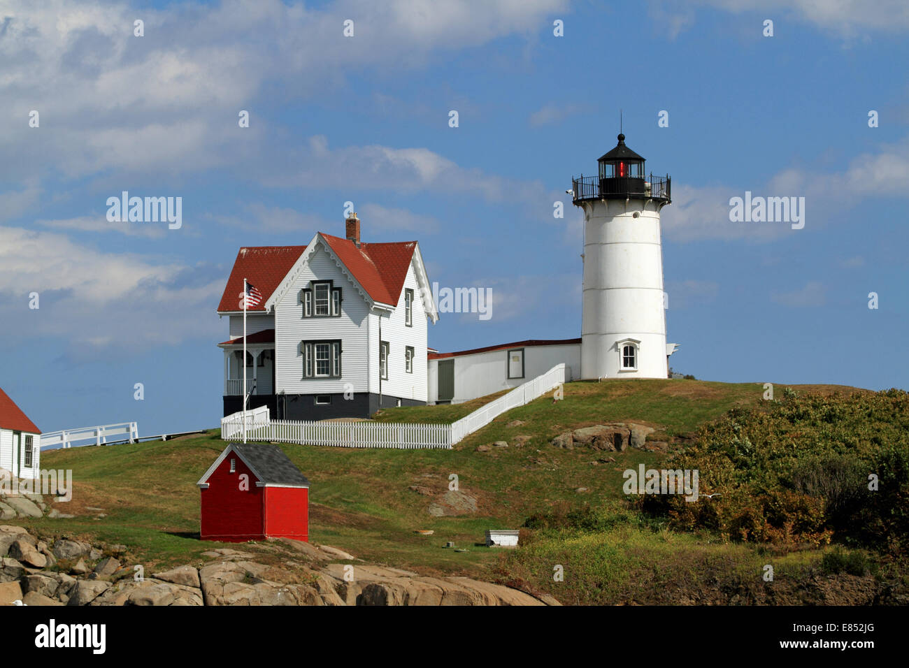 Cape Neddick Lighthouse auch genannt Nubble Light, York, Maine, USA Stockfoto