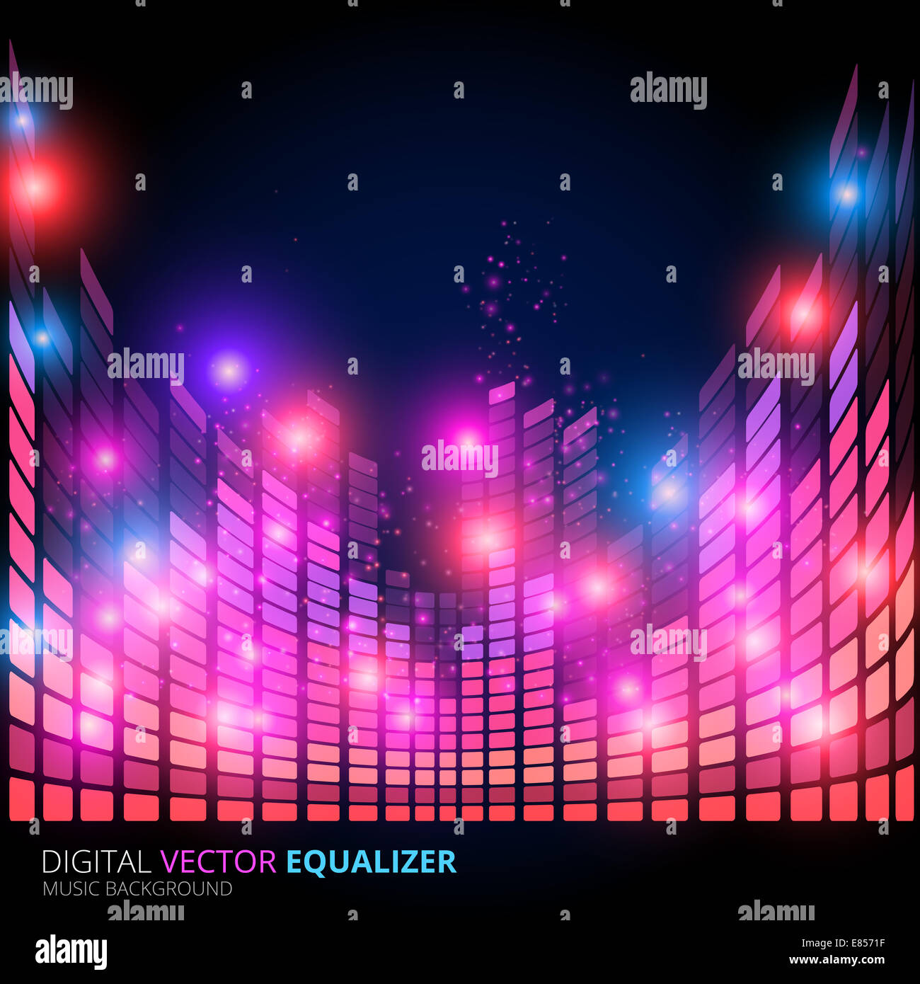Illustration der Equalizer Musikbar im glänzenden Hintergrund Stockfoto